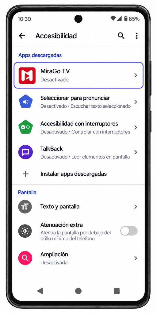 Accessibility list — MiraGo TV Off